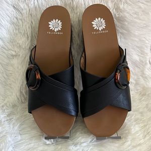 Yellow Box Wedge Sandals